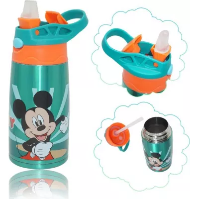 Botella Infantil 400ml Frozen y Mickey | Acero Inoxidable con Correa