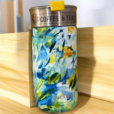 Vaso térmico Quokka 400 ml Blue Peonies acero inoxidable