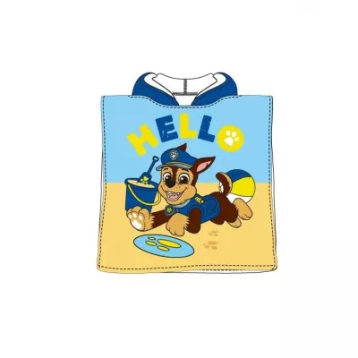 Poncho Patrulla Canina infantil microfibra 55x110cm playa piscina