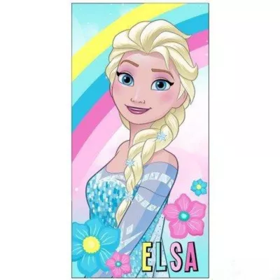 Toalla Frozen Elsa Arcoíris 70x140cm microfibra niños playa