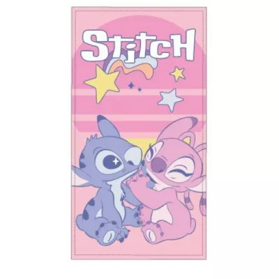 Toalla Playa Piscina Stitch Angel Rosa 70x140cm Infantil Microfibra