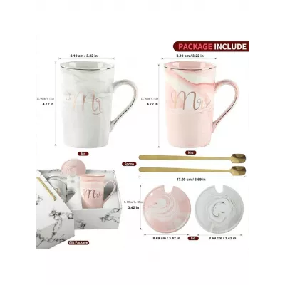 Regalo Juego 2 Tazas Cerámicas Grandes Mr&Mrs